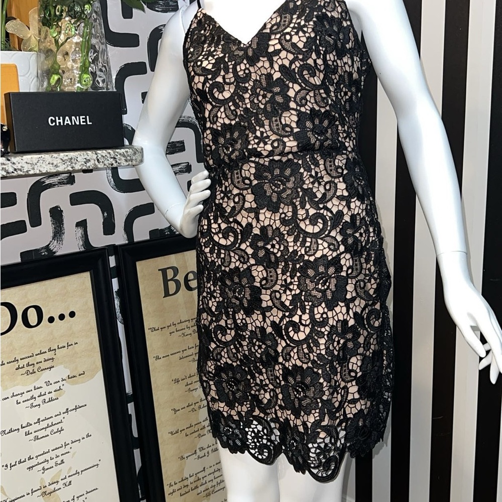 Express Black Floral Lace Mini Dress